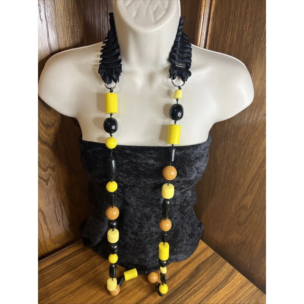 Designer Justin Giunta SUBVERSIVE Statement Long Yellow/Black Necklace 52